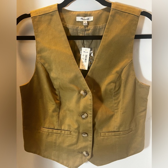 NWT Made-well Crop Vest Khaki Brown size 4 US - Picture 3 of 6